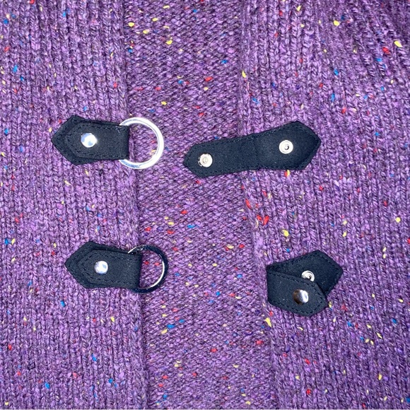 Max Studio Purple Wool Cardigan with Snap Buckles - Picture 6 of 7